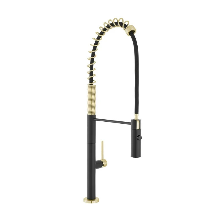 Swiss Madison Chalet Single Handle, Pull-Down Kitchen Faucet in Brushed Gold and Black | Walmart (US)