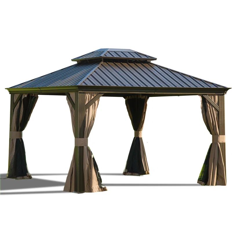 Calaro 12 Ft. W x 10 Ft. D Galvanized Steel Patio Gazebo | Wayfair North America