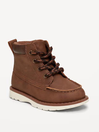 Faux-Suede Side-Zip Lace-Up Boots for Toddler Boys | Old Navy (US)
