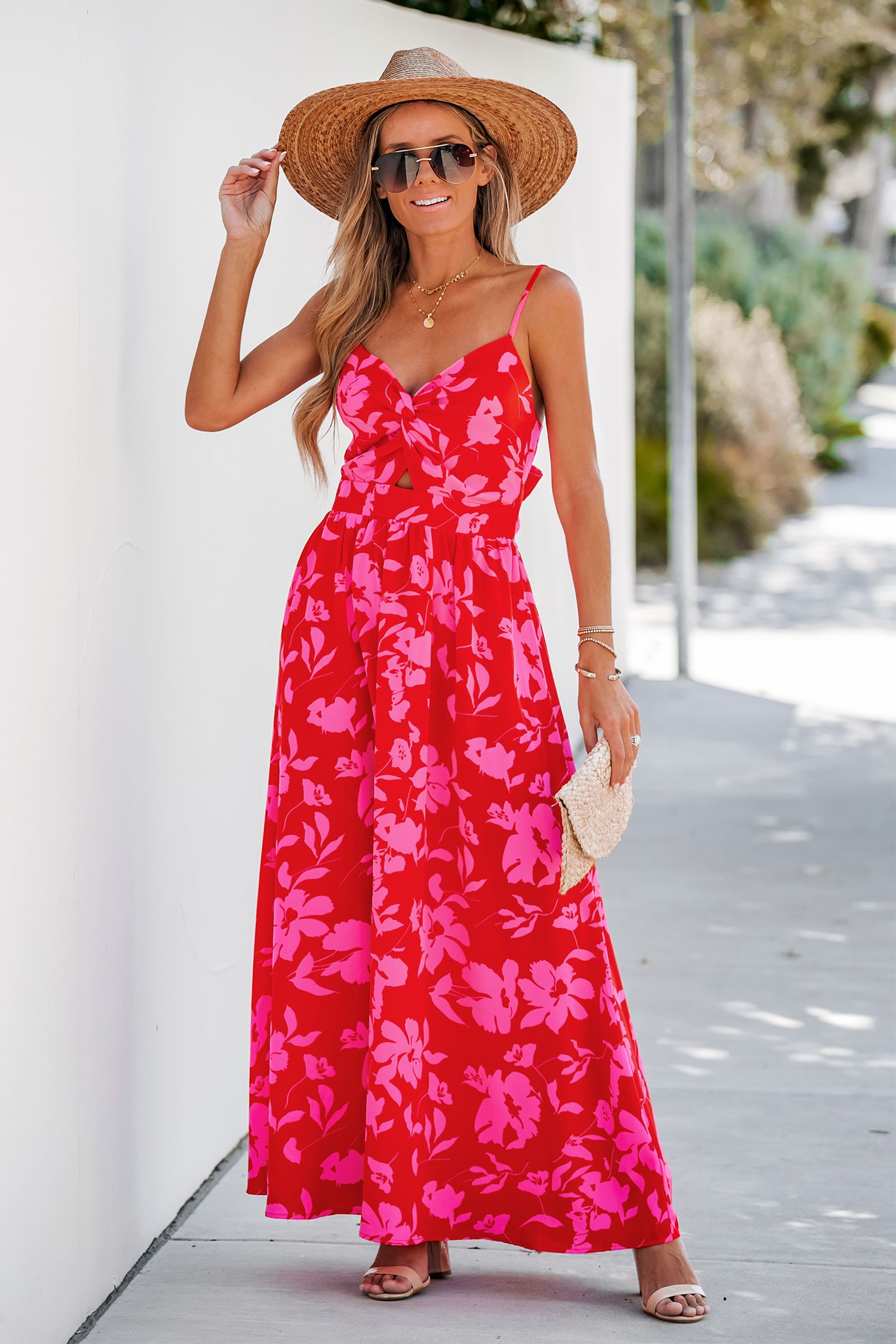 Floral Print Twist-Front Maxi Dress | Cupshe US