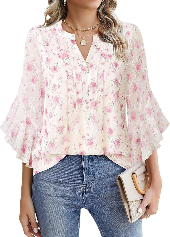 Timeson Women's 3/4 Sleeve Dressy Casual Top | Amazon (US)