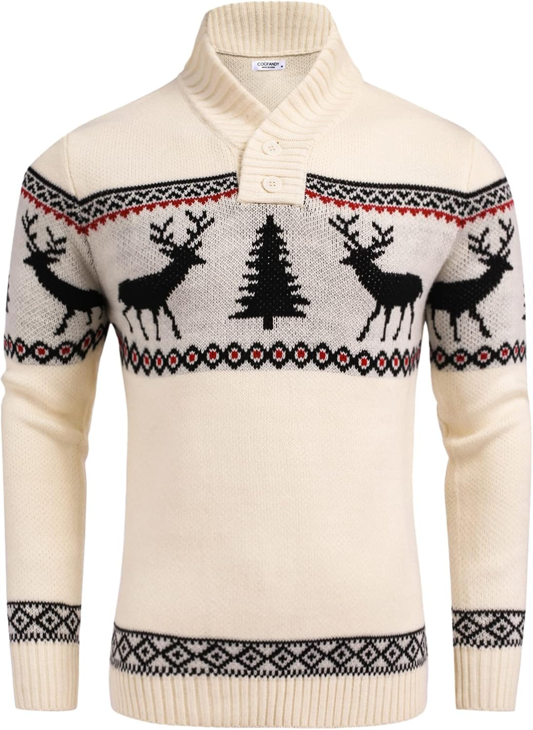 COOFANDY Men's Ugly Christmas Sweater Snowflake Knitted Xmas Pullover | Amazon (US)