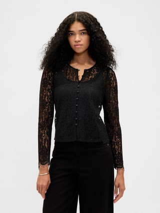 Lace Button-Front Top | Gap (CA)