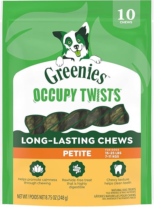 Greenies Occupy Twists Natural Dog Treats Petite Size Dog Chews Long Lasting Chicken Flavor, 8.75... | Amazon (US)