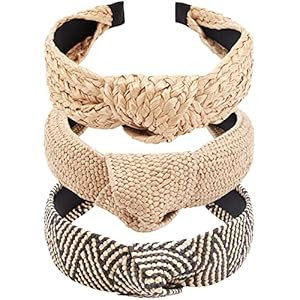 TOBATOBA Straw Headband Raffia Headband for Women, 3Pcs Top Knot Headband Knotted Headbands for W... | Amazon (US)