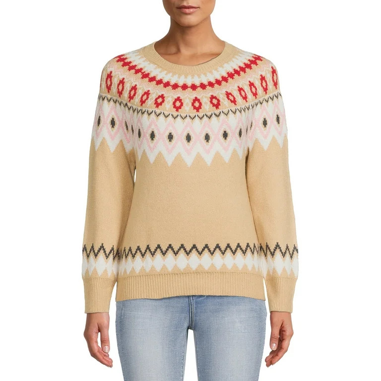 Holiday Time Women's Festive Crewneck Christmas Sweater | Walmart (US)