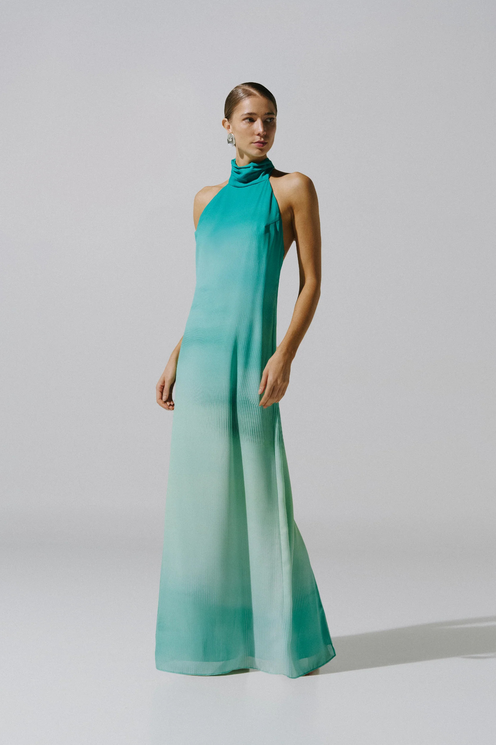 Chianti Maxi Dress Green in Chiffon - Resort 26 | BAOBAB INT