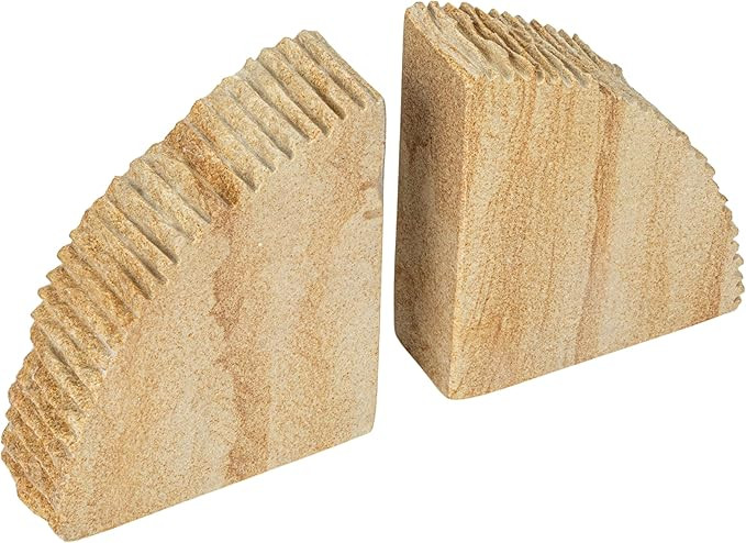 Creative Co-Op Decorative Sandstone Bookends with Ribbed Edge, Natural, Set of 2 | Amazon (US)
