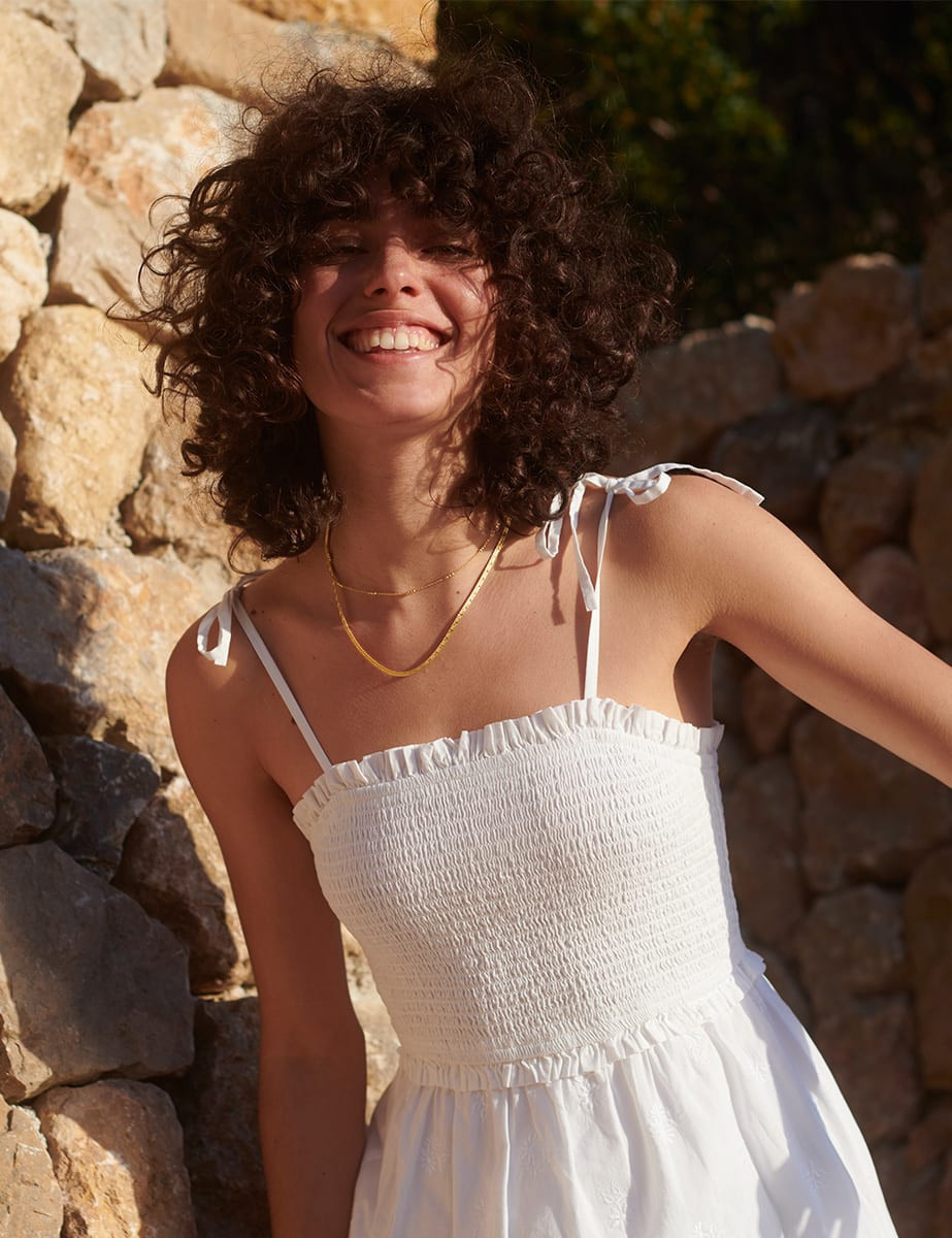 White Shirred Maisi Midi Dress | Nobody's Child