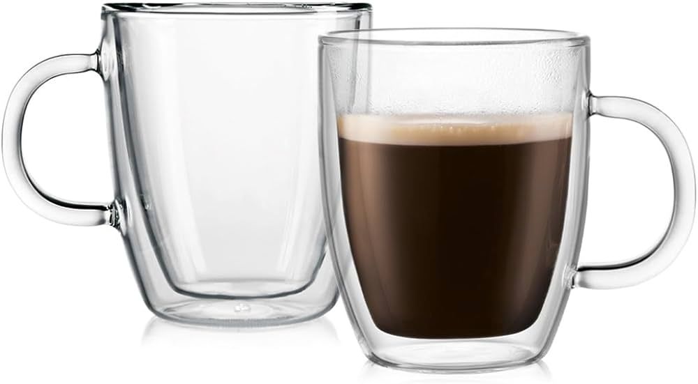 Bodum 10oz Bistro Double Wall Insulated Mug, High-Heat Borosilicate Glass, Set of 2, Clear | Amazon (US)