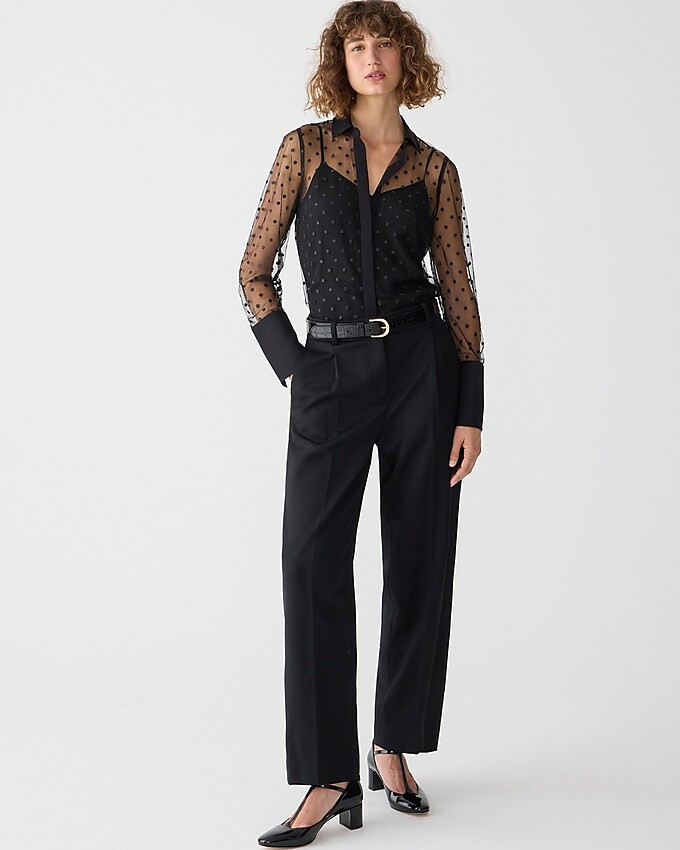 Sheer button-up with camisole in dot print | J. Crew US