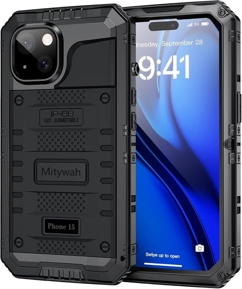 Mitywah Waterproof Case for iPhone 15, Heavy Duty Shockproof Case with Built-in Screen Protector,... | Amazon (US)