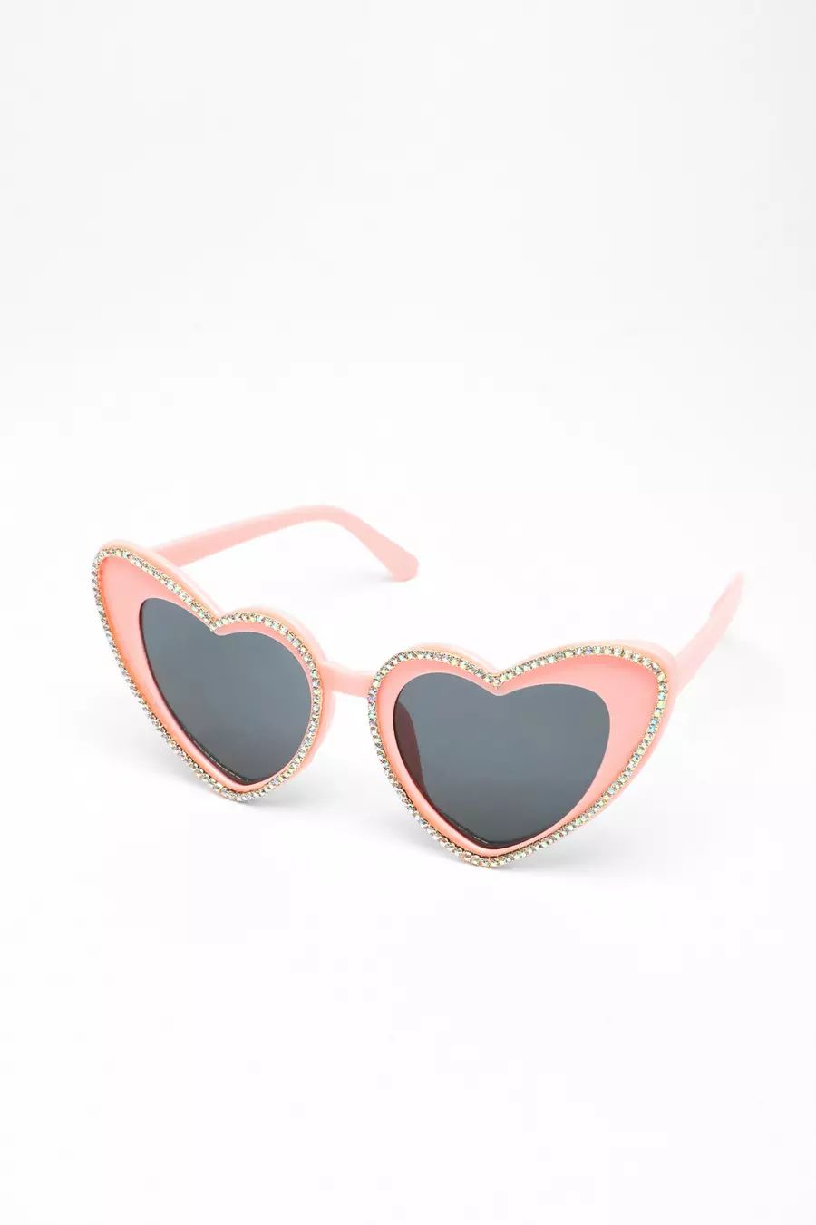 Pink Diamante Heart Sunglasses | Quiz Clothing