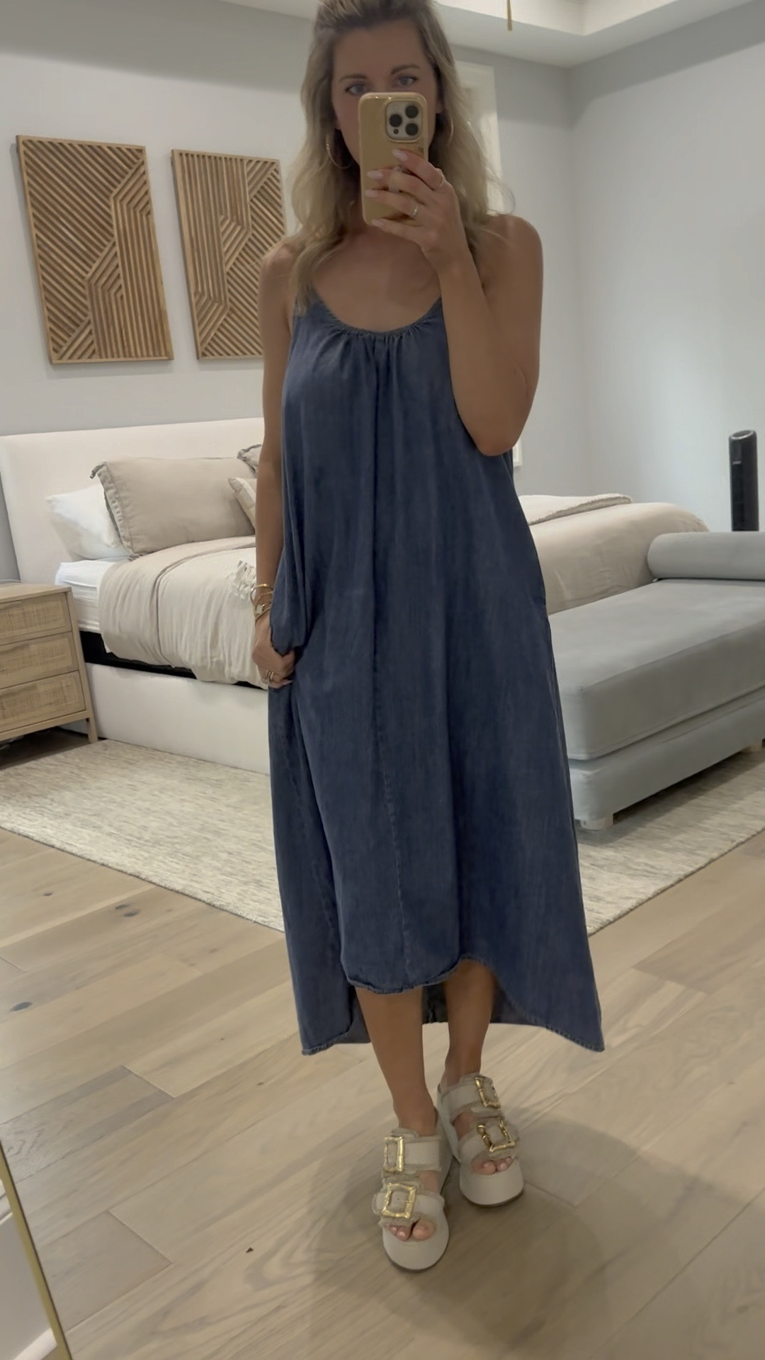 Linen platform sandals, denim dress, summer outfit 

#LTKFindsUnder100 #LTKShoeCrush #LTKVideo