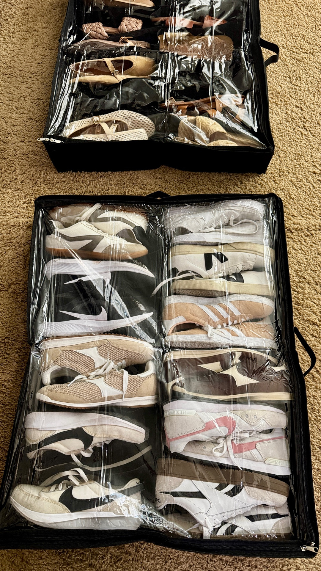 Putting my new shoe organizers to good use. Filled both with my sneakers and summer shoes and they fit perfectly under my bed. If you need more closet space or just love shoes like I do, these are great for getting organized. 

#LTKmomlife #LTKSeasonal #LTKHome