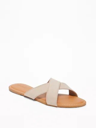 Sueded Cross-Strap Slide Sandals for Women | Old Navy US