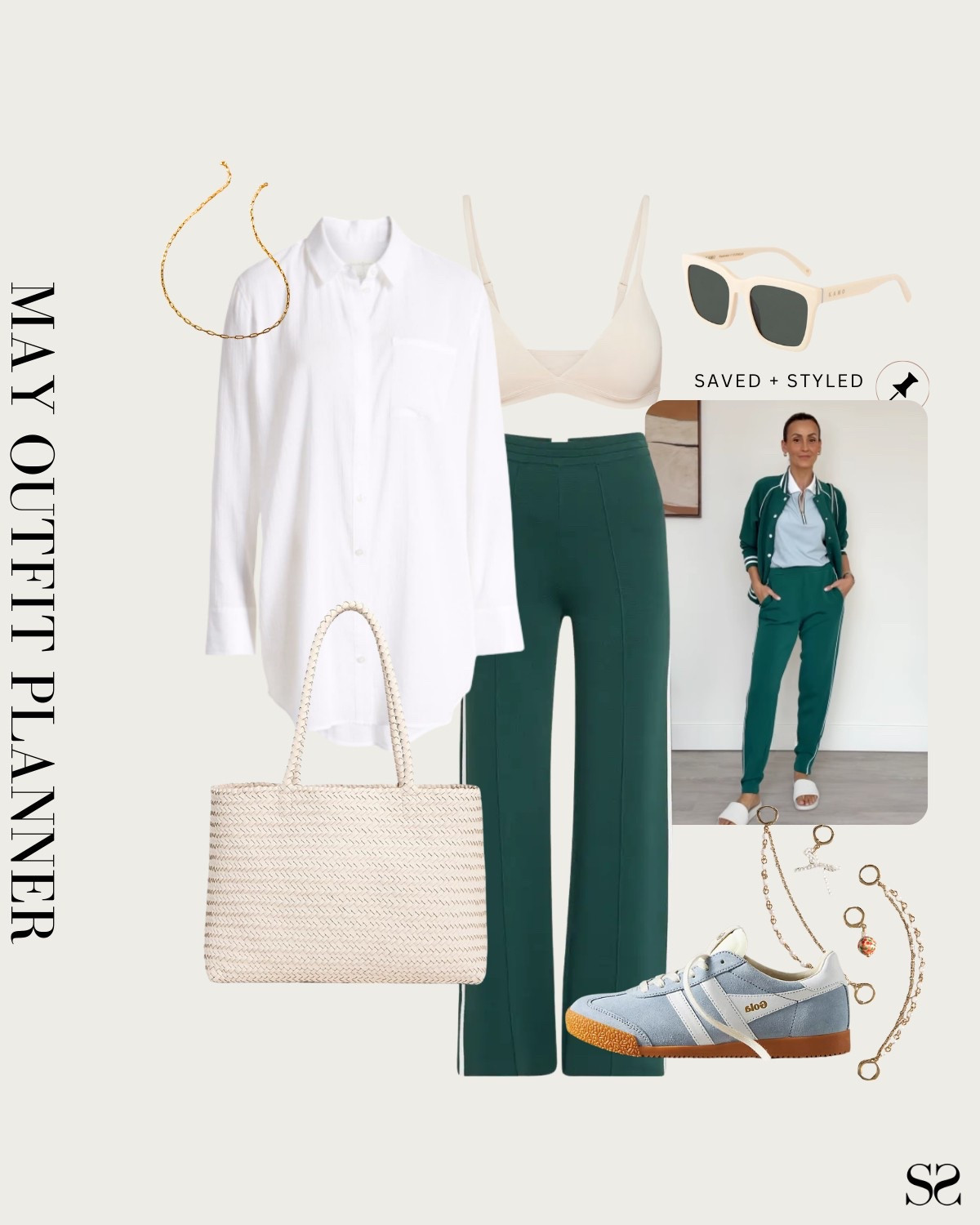 Monthly outfit planner MAY: Spring  looks, saved + styled outfit inspo | track pant, button up, blue sneakers, lace charms, woven tote 

#springoutfit #casualchic #athleisure #weekendoutfit

Image credit: @karinastylediaries


#LTKStyleTip
