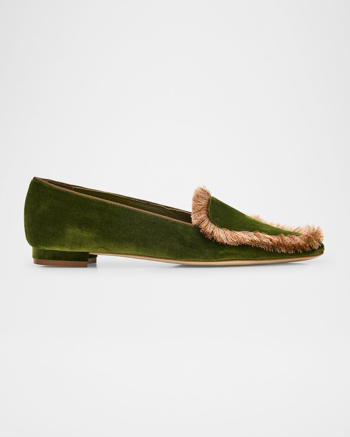 Agrofran Velvet Fringe-Trim Loafers | Neiman Marcus