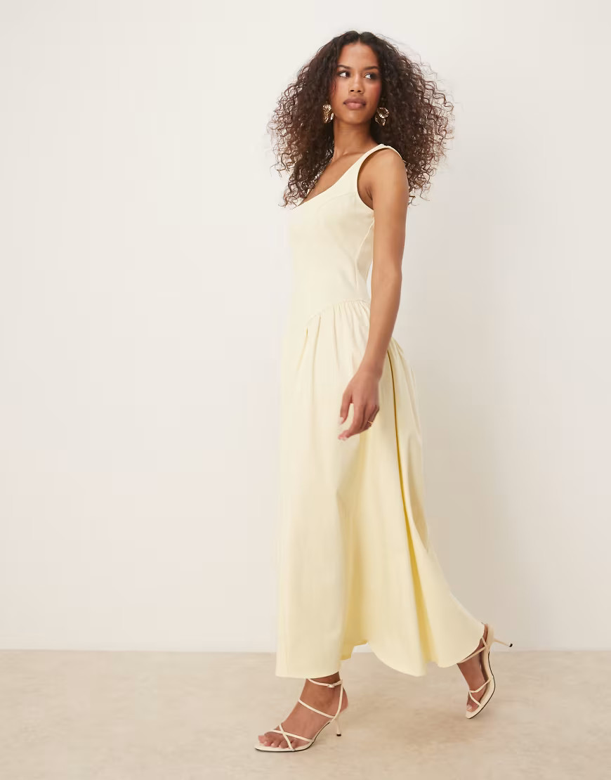 ASOS DESIGN – Maxikleid in Buttermilchgelb mit Korsett-Nahtdetail | ASOS (Global)