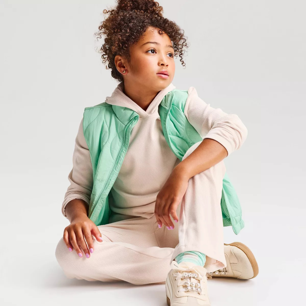 Girls' Quilted Vest Jacket - Cat & Jack\u2122 Cool Mint XS | Target