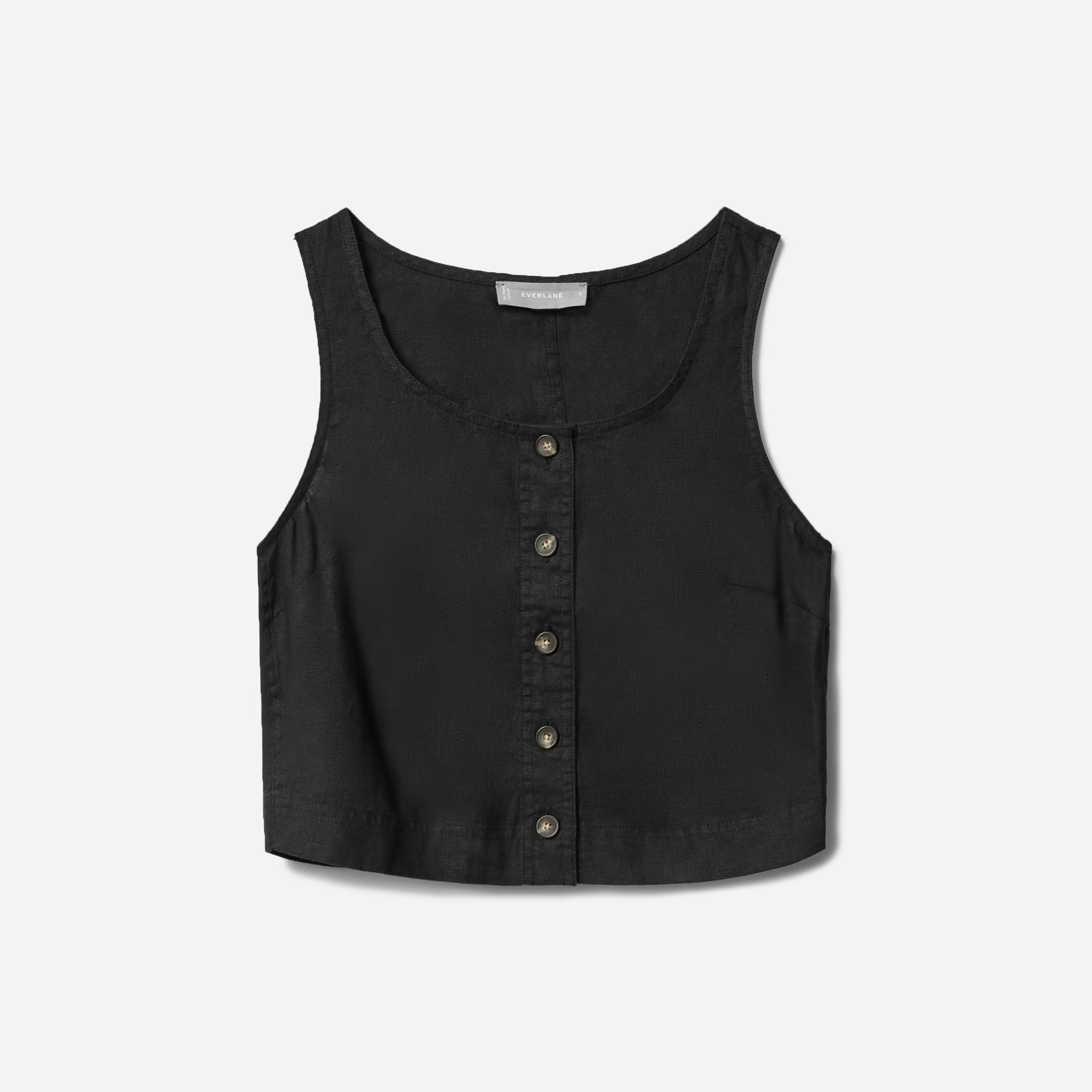The Linen Button-Front Crop Tank | Everlane