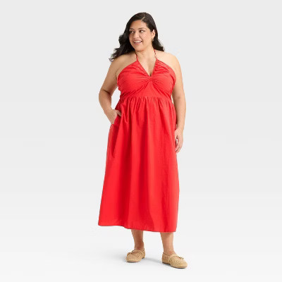 Women's Maxi Halter A-Line Dress - Universal Thread™ Red 4X | Target