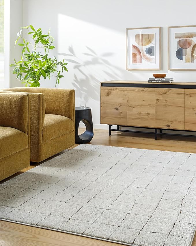 Surya x Our PNW Home Cascade Minimalist Area Rug, 6'7" x 9', Ivory | Amazon (US)