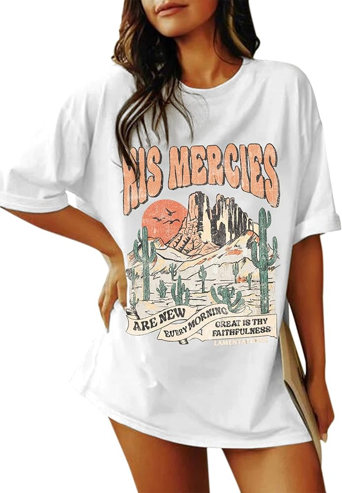 Oversized Christians T Shirt for Women Jesus Faith Tshirts Bible Verse Inspirational Graphic Prin... | Amazon (US)