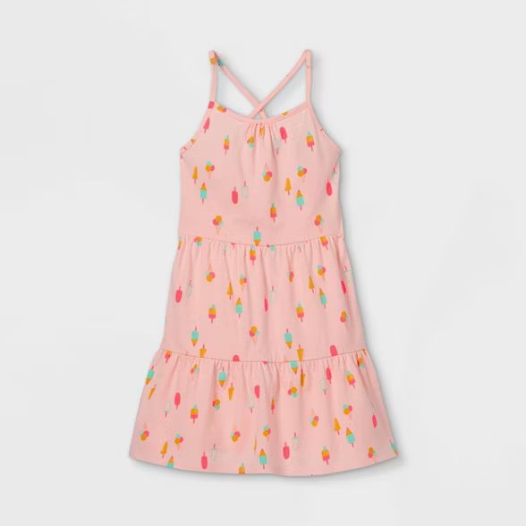 Girls' Printed Tiered Sleeveless Knit Dress - Cat & Jack™ | Target