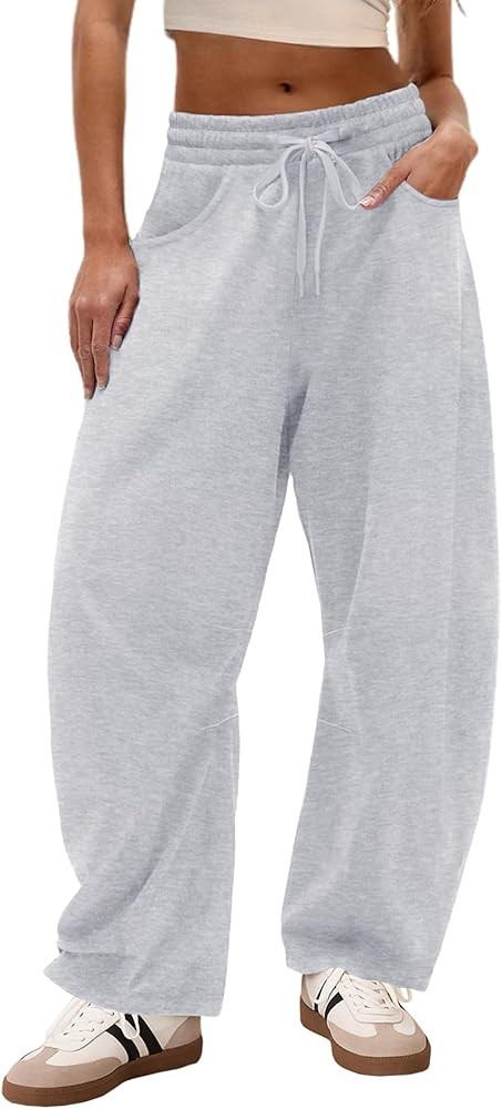 IWD Womens Barrel Sweatpants 2025 Baggy Wide Leg Pants Casual Elastic Waisted Drawstring Sweat Pa... | Amazon (US)