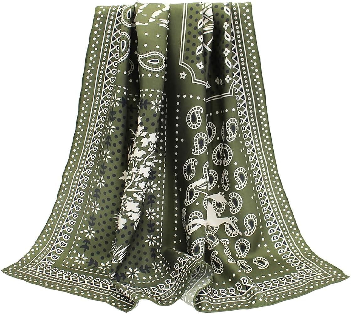 100% Mulberry Silk Scarf -Women 35" Square Hair Wraps-Gift Packed | Amazon (US)