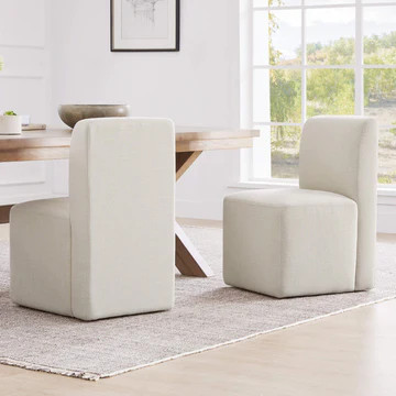 Aida Dining Chair Set With Casters Base | Performance Fabric | Chita