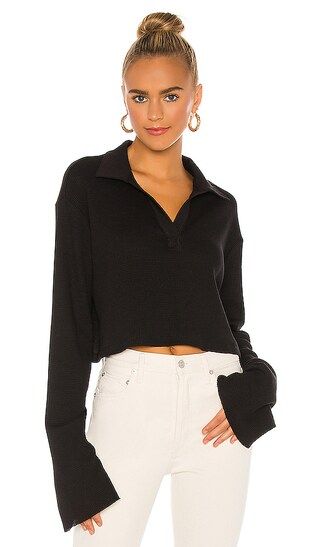 Stark Waffle Knit Cropped Polo in Jet Black | Revolve Clothing (Global)