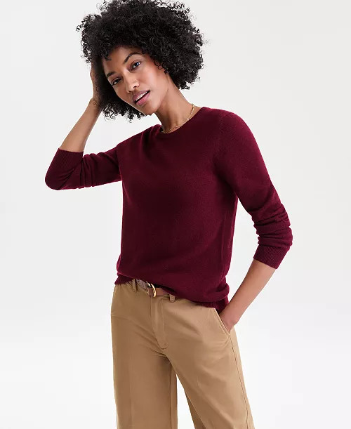 Charter Club Women's Long-Sleeve 100% Cashmere Crewneck Sweater, PXS-3X, Macy's Exclusive - Macy'... | Macy's