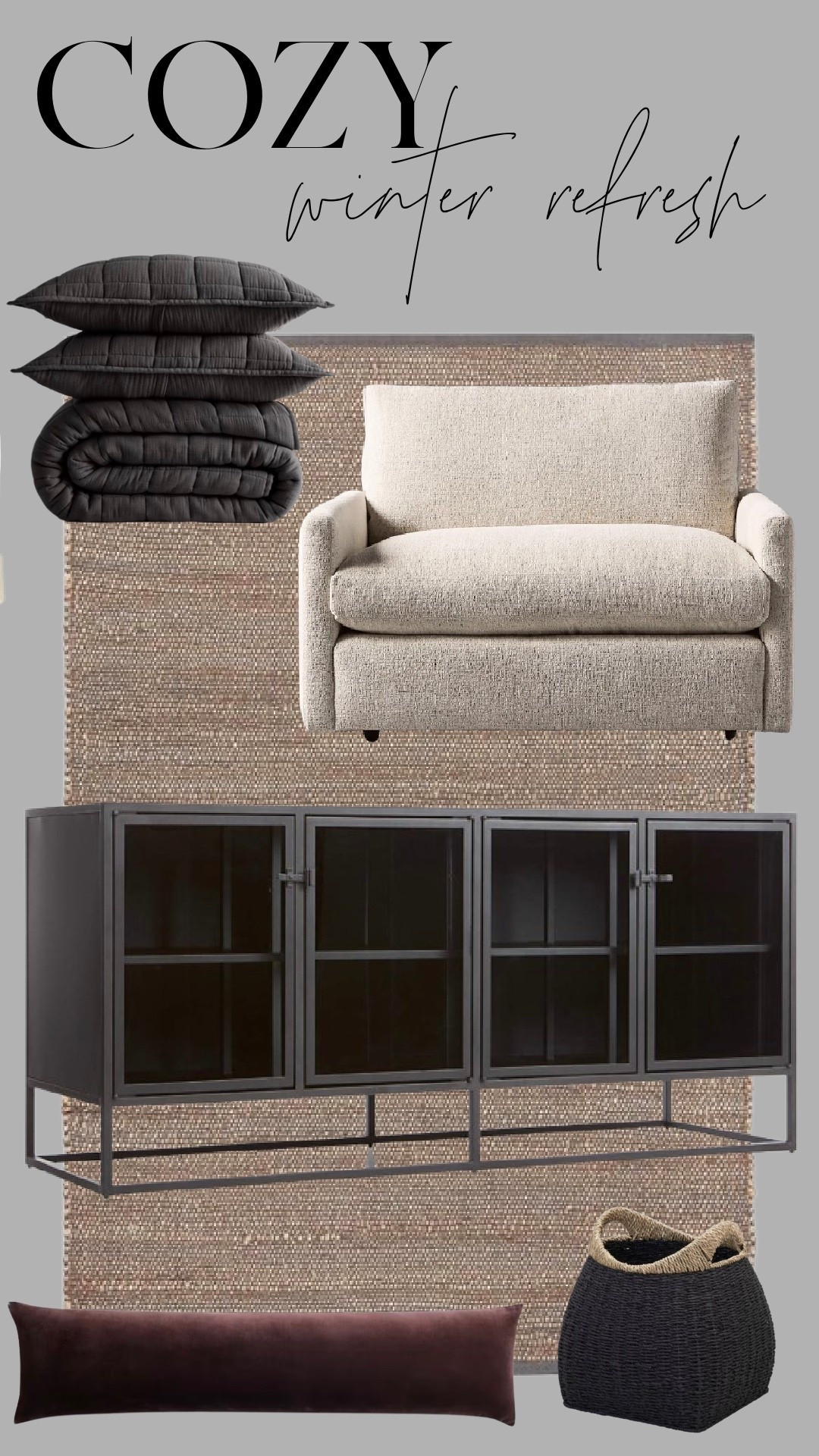 Cozy winter refresh 🤍

This is my favorite kind of seasonal update—soft layers, rich neutrals, and pieces that feel grounded and timeless. A comfy upholstered chair, dark moody accents, and cozy textiles instantly make a space feel inviting without leaning holiday.

These are the kinds of staples that work all winter long and transition beautifully into spring.

✨ Shop this cozy winter refresh and recreate the look.

#cozyhome #winterrefresh #neutralhome #modernrustic #ltkhome

#LTKFindsUnder100 #LTKHome #LTKSaleAlert