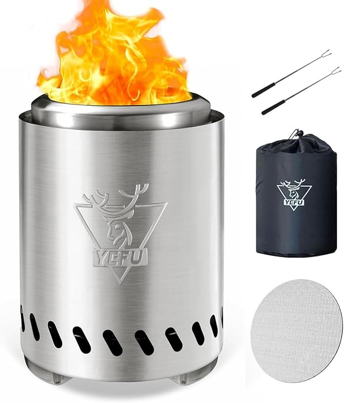 YEFU Tabletop Fire Pit 9.7 x 7.1 in, Low Smoke Camping Stove for Outdoor & Patio, Fueled by Pelle... | Amazon (US)