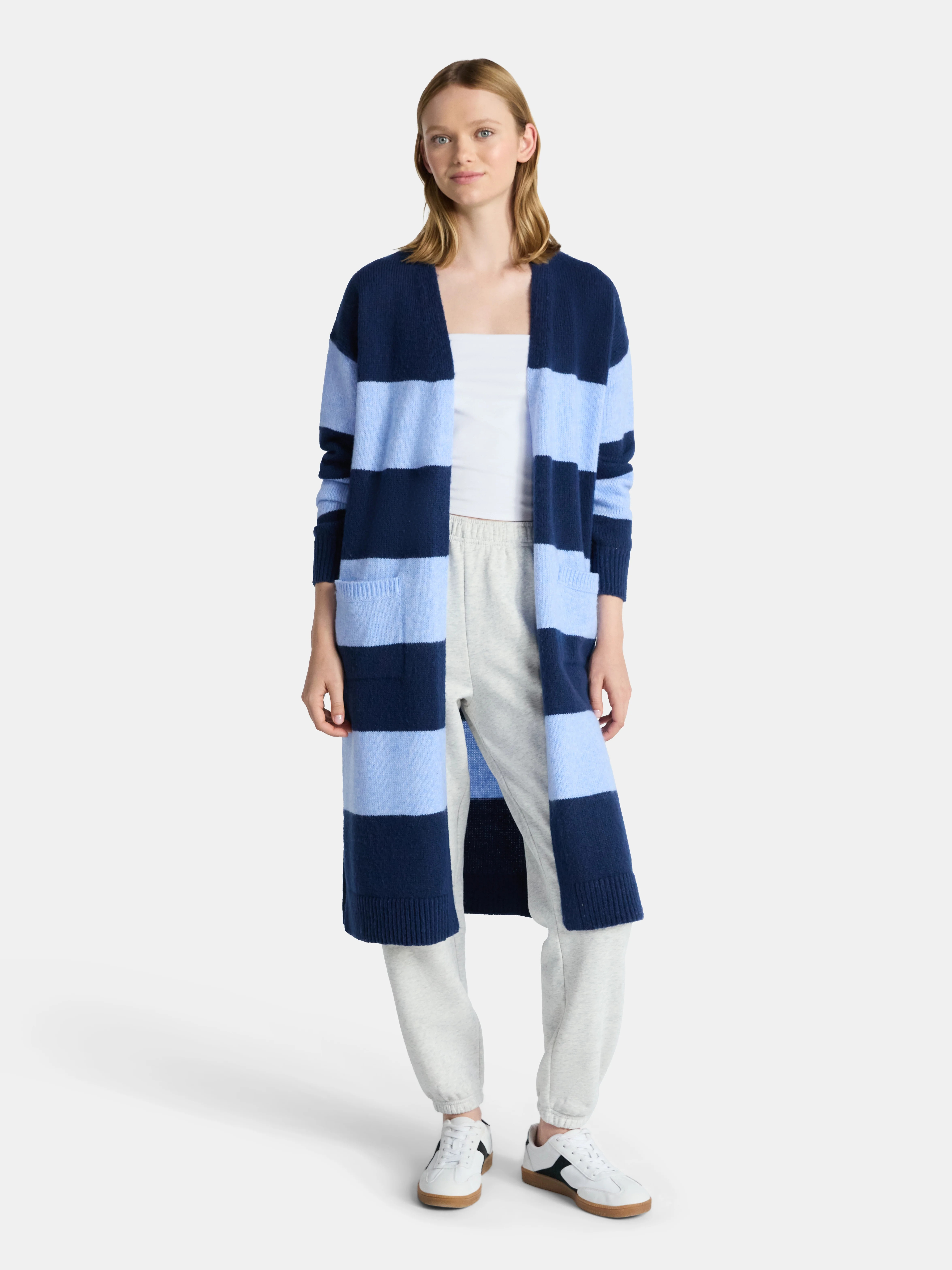 No Boundaries Striped Open Front Duster, Women’s | Walmart (US)