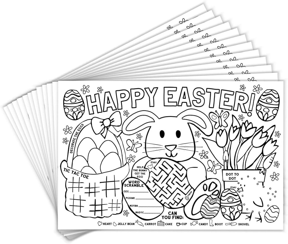 Tiny Expressions - Easter Coloring Placemats for Kids - Set of 12 Large, 11" x 17" Disposable Pap... | Amazon (US)