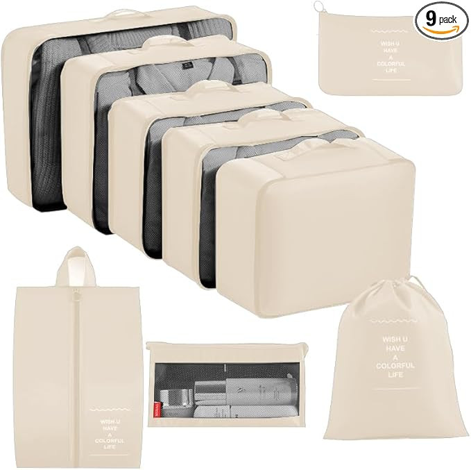 9 set Packing Cubes for Travel,Effortless Organization Cube for Quick Packing& Unpacking, Travel ... | Amazon (US)