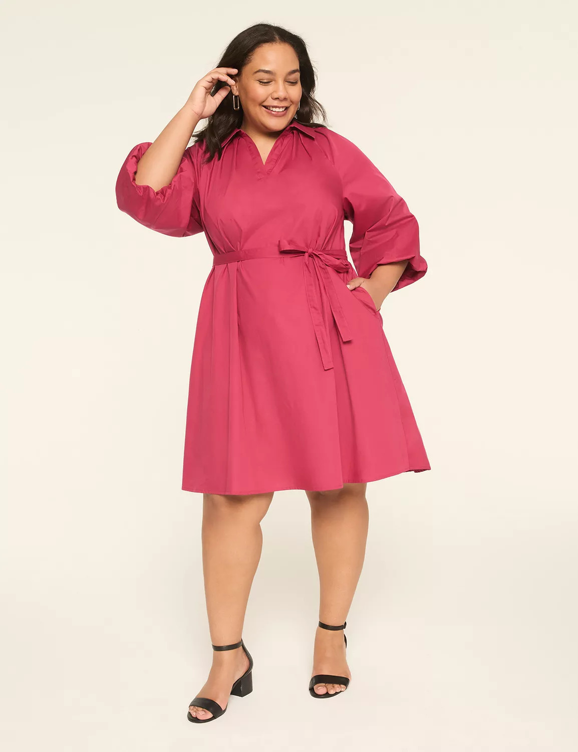 Balloon-Sleeve Collared Popover Dress | Lane Bryant (US)
