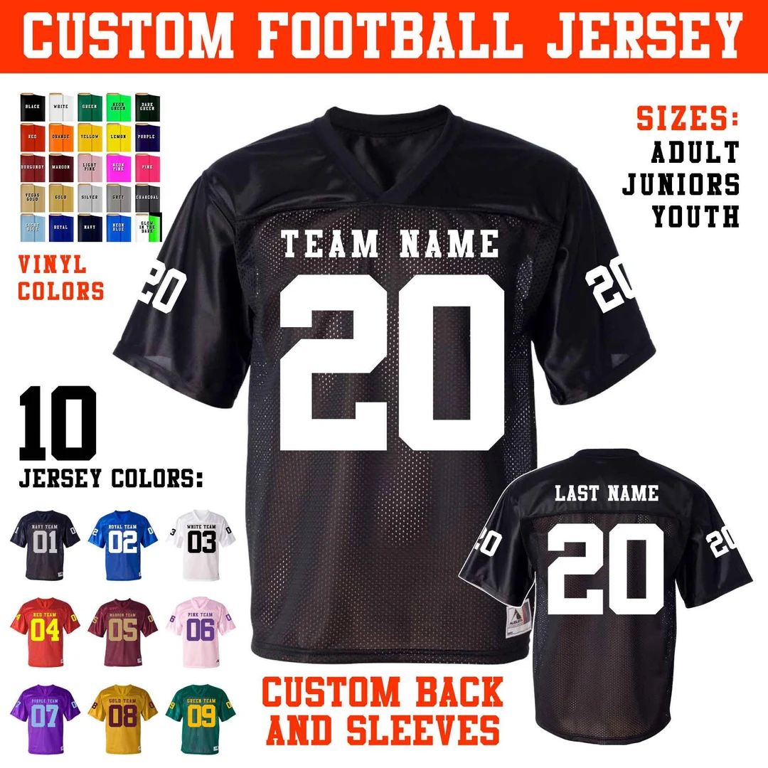 CUSTOM Football Jersey with custom back and numbered sleeve numbers. | Etsy (US)