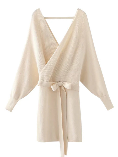 'Candis' Wrap Tied Knitted Dress | Goodnight Macaroon