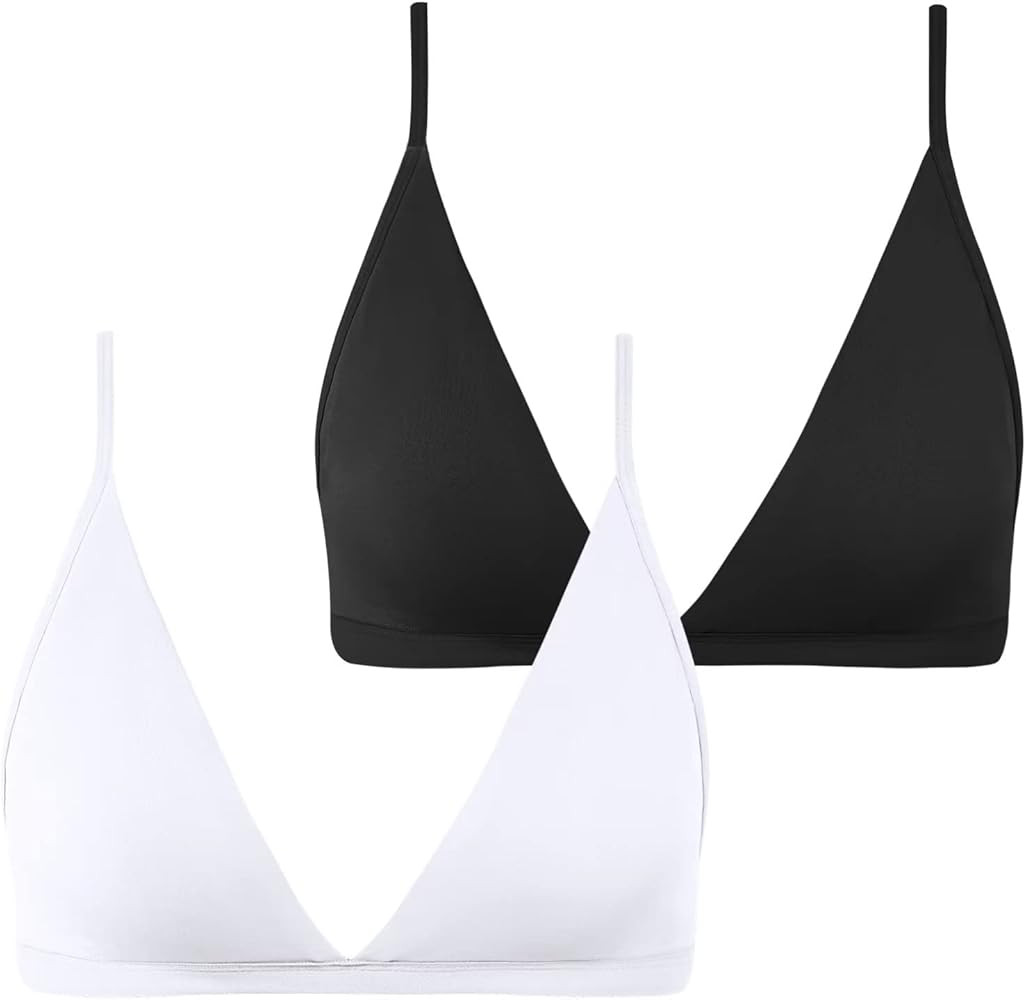 INIBUD Bralette for Women Removable Padded Bra Yoga Seamless V Neck Triangle Adjustable Straps Wi... | Amazon (US)