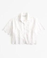 Women's Short-Sleeve Scallop-Hem Shirt | Women's New Arrivals | Abercrombie.com | Abercrombie & Fitch (US)