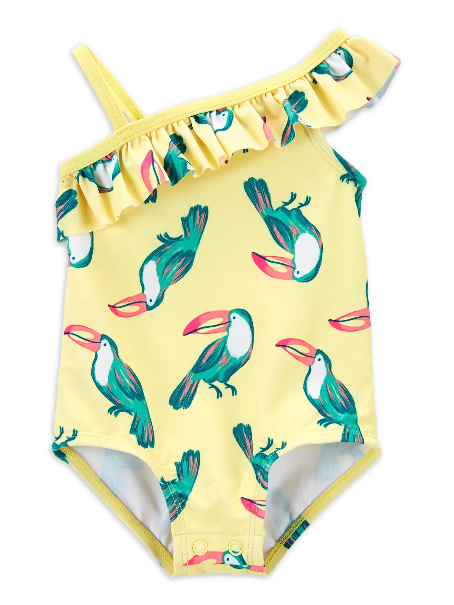 Carter's Child of Mine Girl Ruffled One Shoulder Swimsuit, One-Piece, Sizes 0/3M-5T | Walmart (US)