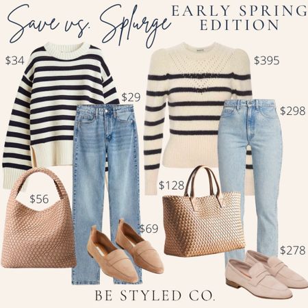 Spring save vs. splurge - spring outfit idea - spring denim look - nautical outfit - sweater outfits 

#LTKFind #LTKSeasonal #LTKunder100