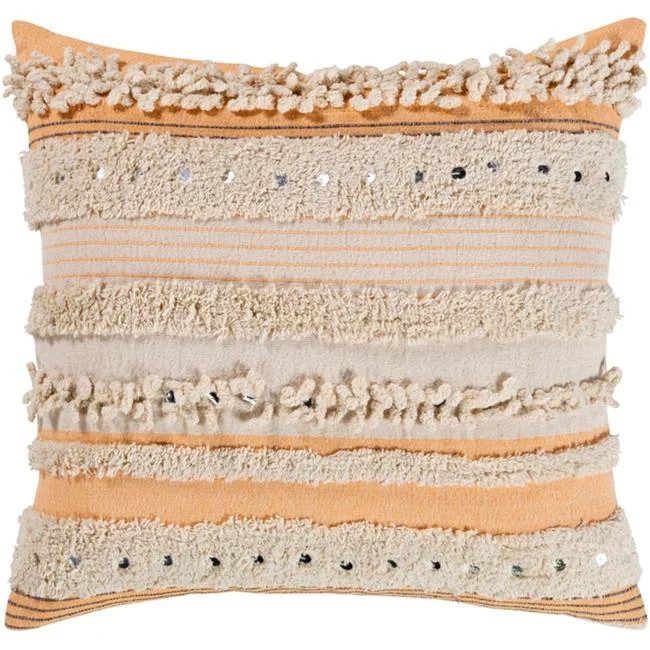 Surya TMA005-2020 20 x 20 in. Temara Woven Pillow Cover, Peach, Cream & Black | Walmart (US)