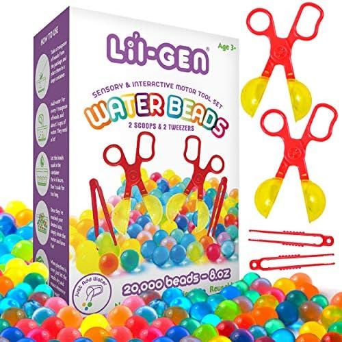 Li’l Gen Water Beads with Fine Motor Skills Toy Set, Non-Toxic Water Sensory Toy for Kids - 20,000 B | Amazon (US)
