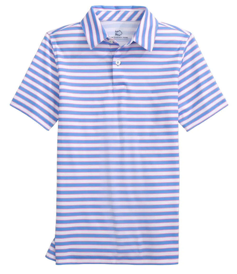 Southern Tide Driver Waterway Stripe Performance Polo- Ocean Channel | JoJo Mommy