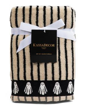 Set Of 2 Ghost Border Striped Hand Towels | TJ Maxx